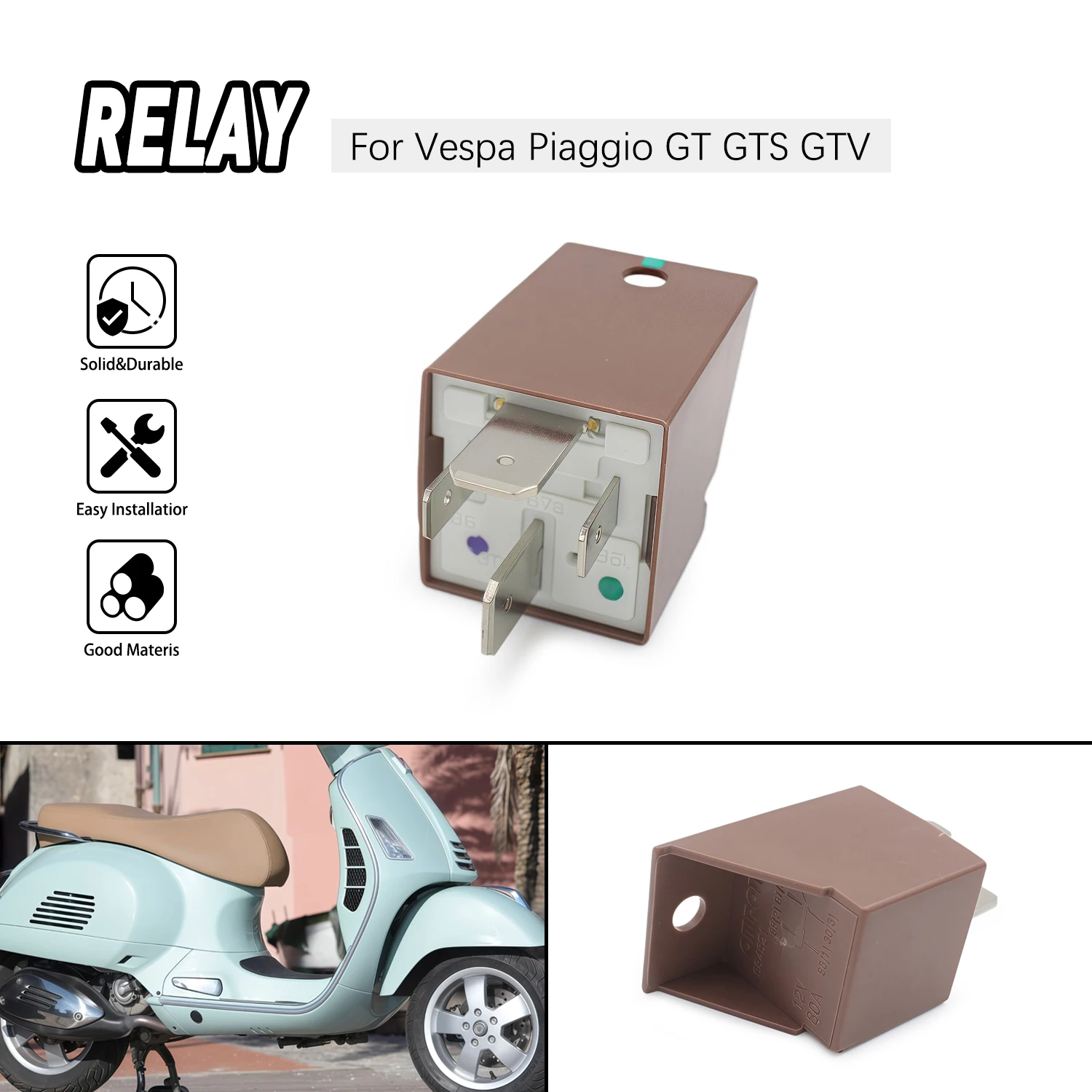

12V 80A 58115R 584521 Starter Relay For Vespa Piaggio GT GTS GTV 125cc 250 300 Motorcycle Relay Accessories