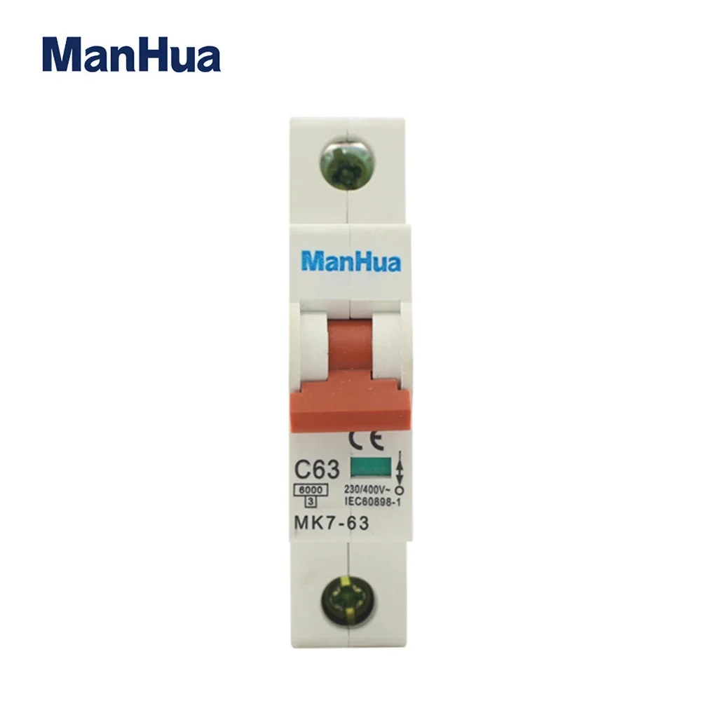 ManHua MK7-63 6000A EU Standard construction 1P ~230/400V 6A 16A 20A 32A 63A breakers Mini Circuit Breaker