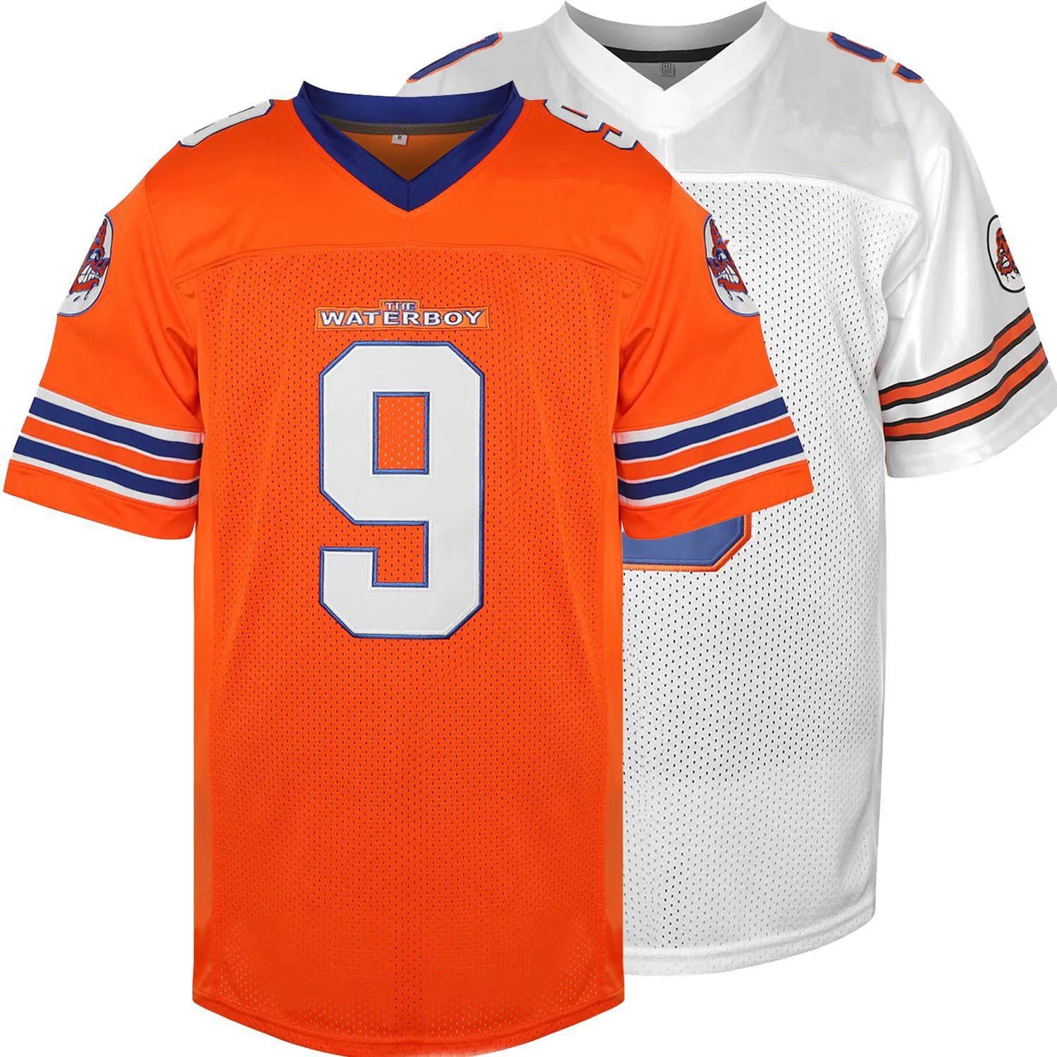 The Waterboy Movie Football #9 Bobby Boucher White Orange Jersey Stitched