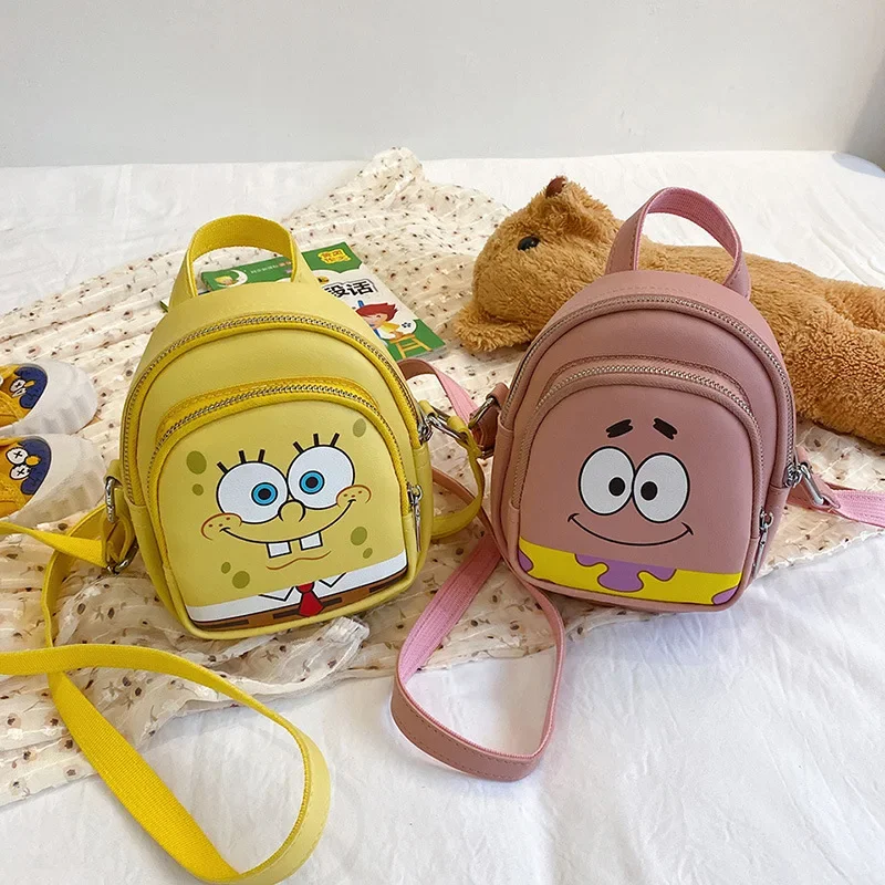 การ์ตูนต้นฉบับ SpongeBob SquarePants เด็ก PU กระเป๋าเป้สะพายหลัง Mini กระเป๋านักเรียนเด็กหญิงและเด็กชายน่ารักไหล่กระเป๋า