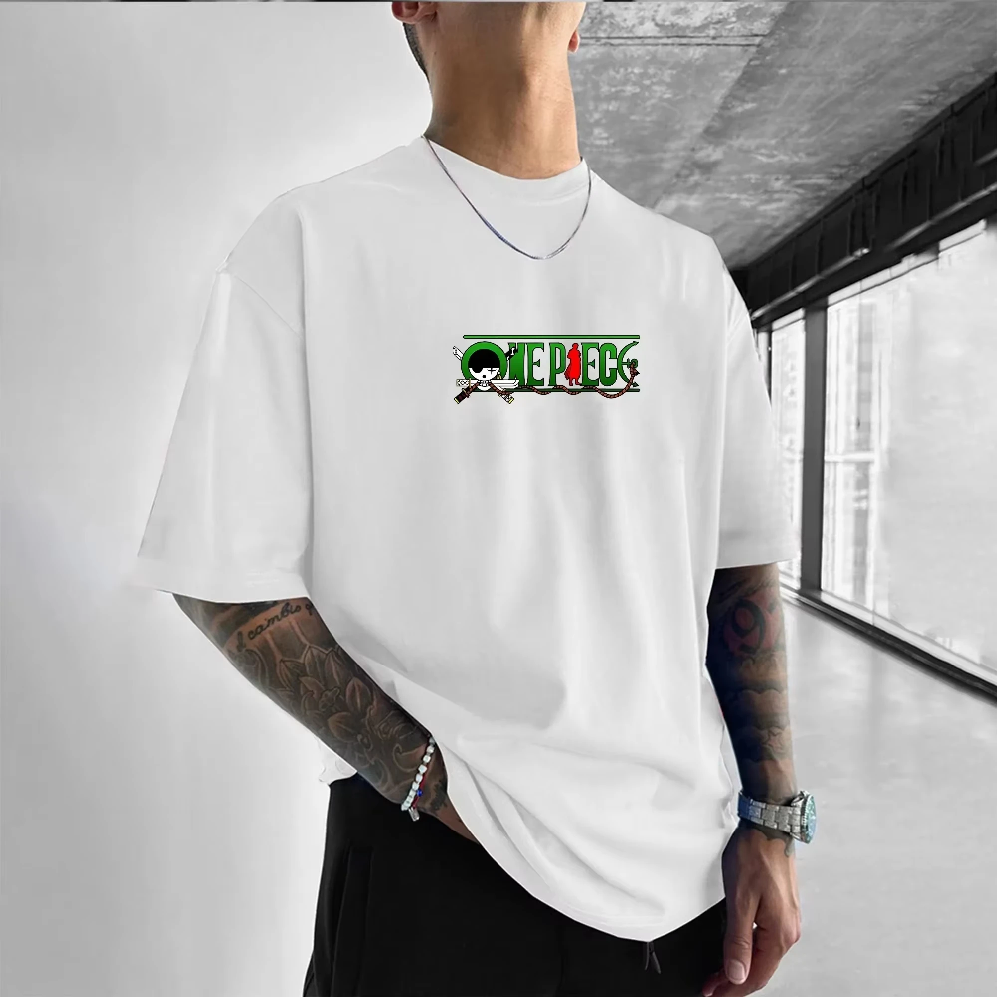 ONE PIECE Peripheral Products Zoro Printed T-shirt Men's and Women's T-shirt Men's Top Sports T-shirt Men's T-shirt Summer Tee