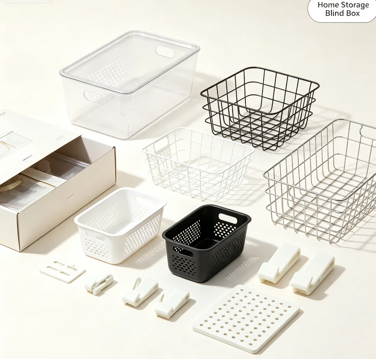 Home Storage Blind Box Random Wire Basket Plastic Bin Clear Organizer Box Mystery Box