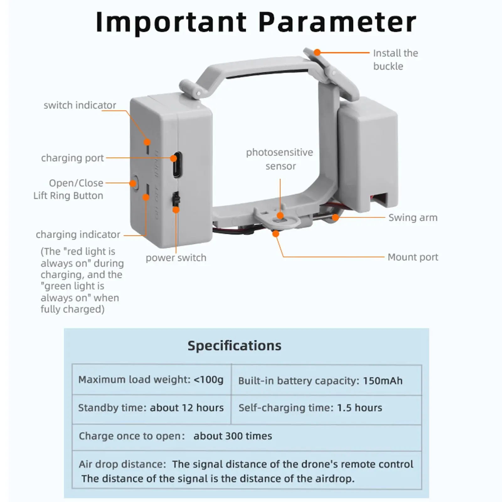 Dispositif de lancement de compte-gouttes de charge utile pour DJI Mini 4Pro, système de livraison de charge utile générale, système de livraison de télécommande