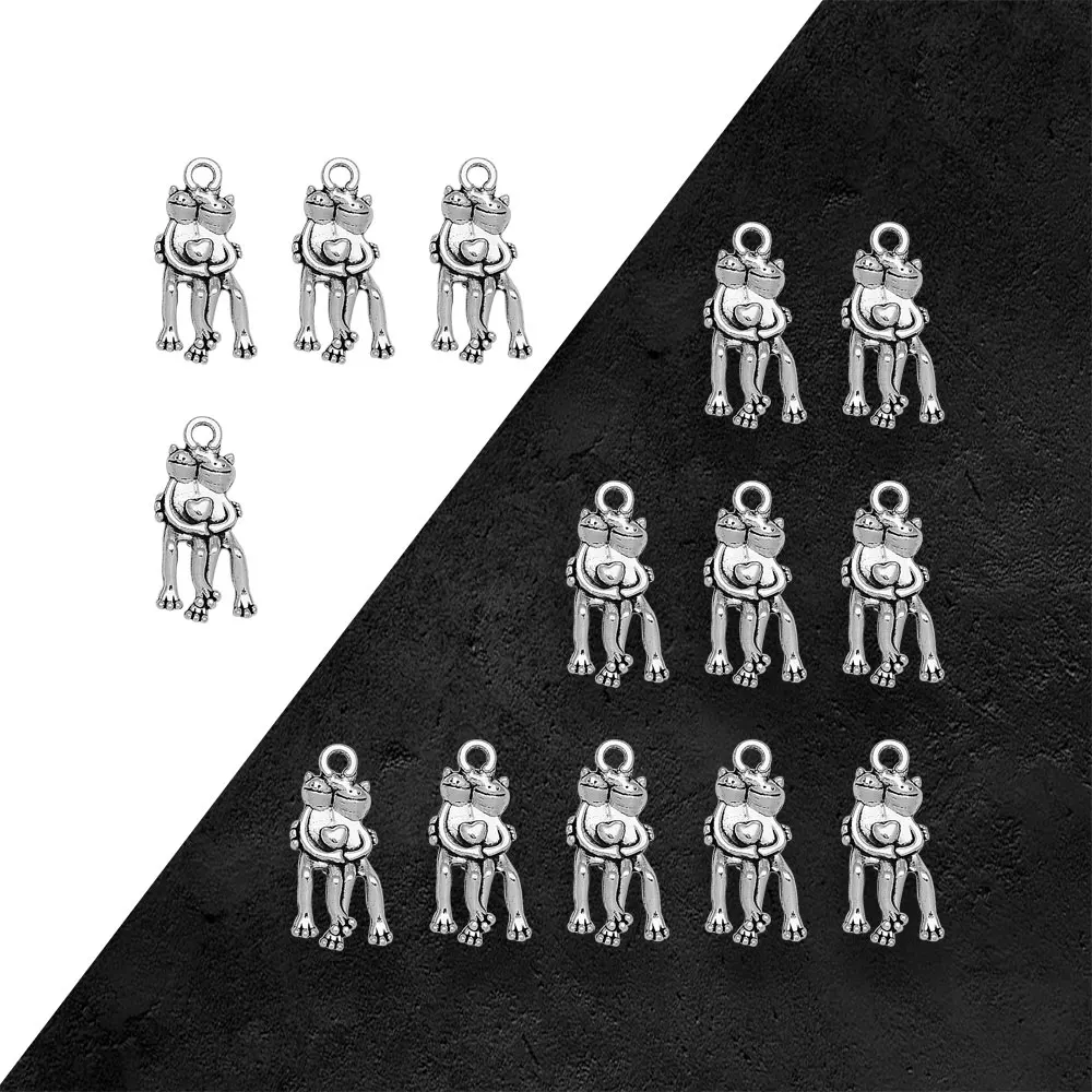 30pcs/lot--24x10mm Antique Silver Plated Frog Charms Lover Pendants DIY Necklace Supplies Jewelry Making Finding Accessories