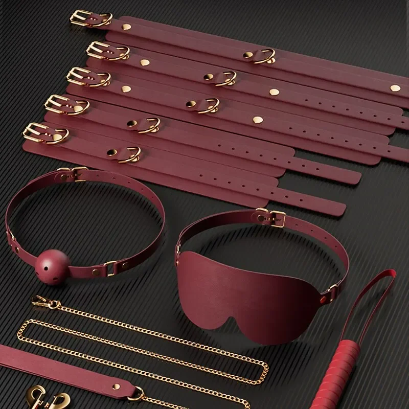 18+ Adult SM Sex Products Kits Bondage Gear Collar Butt Oral Erotic Bundle Blindfold Whip Sex BDSM Sex Game for Couples