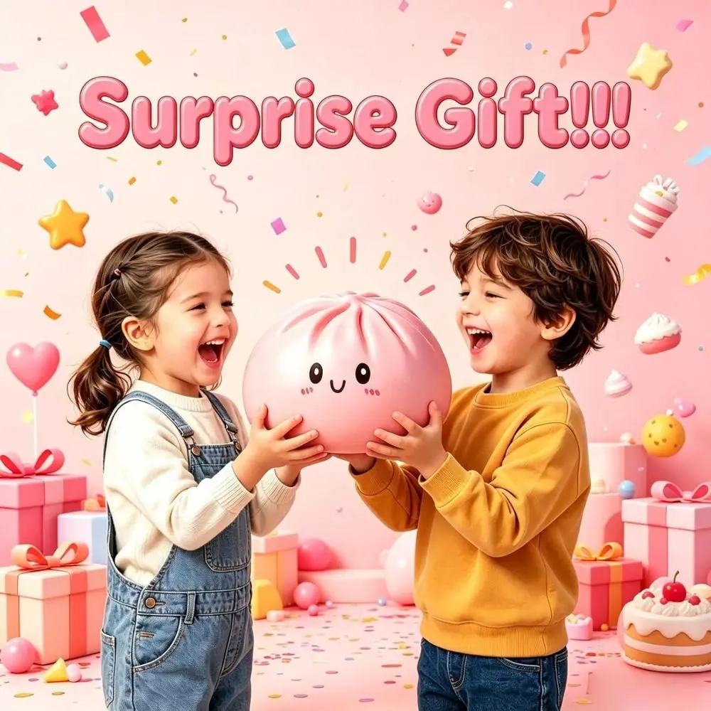 16cm Extra Large Big Dumplings Squeeze Toy with Steamer Glitter Steamed Stuffed Bun Squeeze Pinch Le Soft Fidget