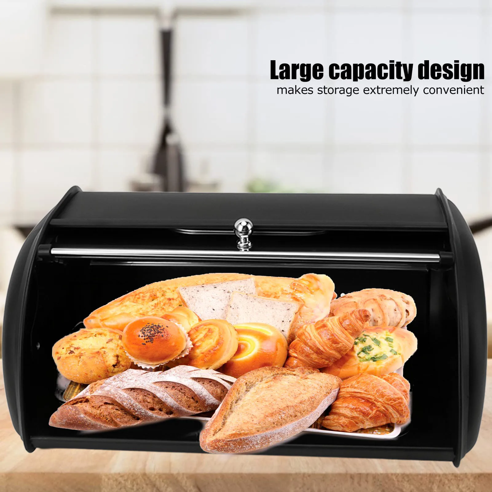 Bread Storage Holder Bread Bin Bread Box Bread Holder Storage Container With Small Window for Kitchen Countertop Iron Bread Bin