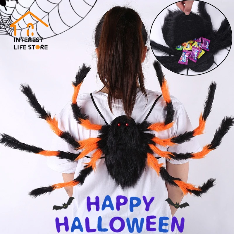 

Hot Halloween Horror Plush Big Spider Backpack Costume Pocket Decoration Masquerade Props Costume Adult Children Pets Accessorie