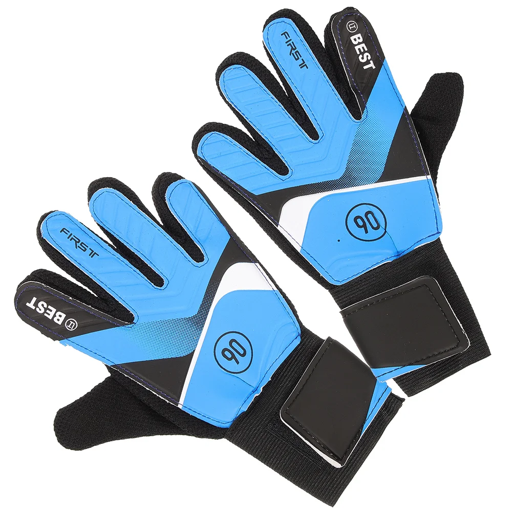 Children and Youth Goalkeeper Gloves Pu Latex Non-slip Protective Football 1 Pair (blue Size 5) Soccer Player Palm Goaltenders