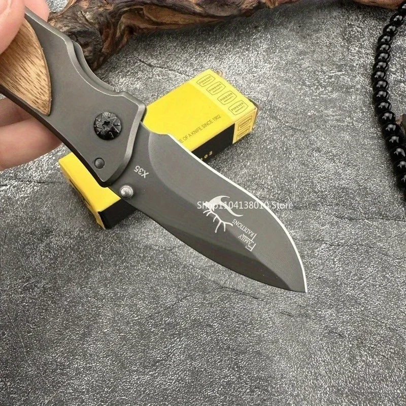 X35 포켓 나이프 야외 캠핑 생존 전술 EDC 휴대용 접는 칼 절단 칼 다기능 창 차단기