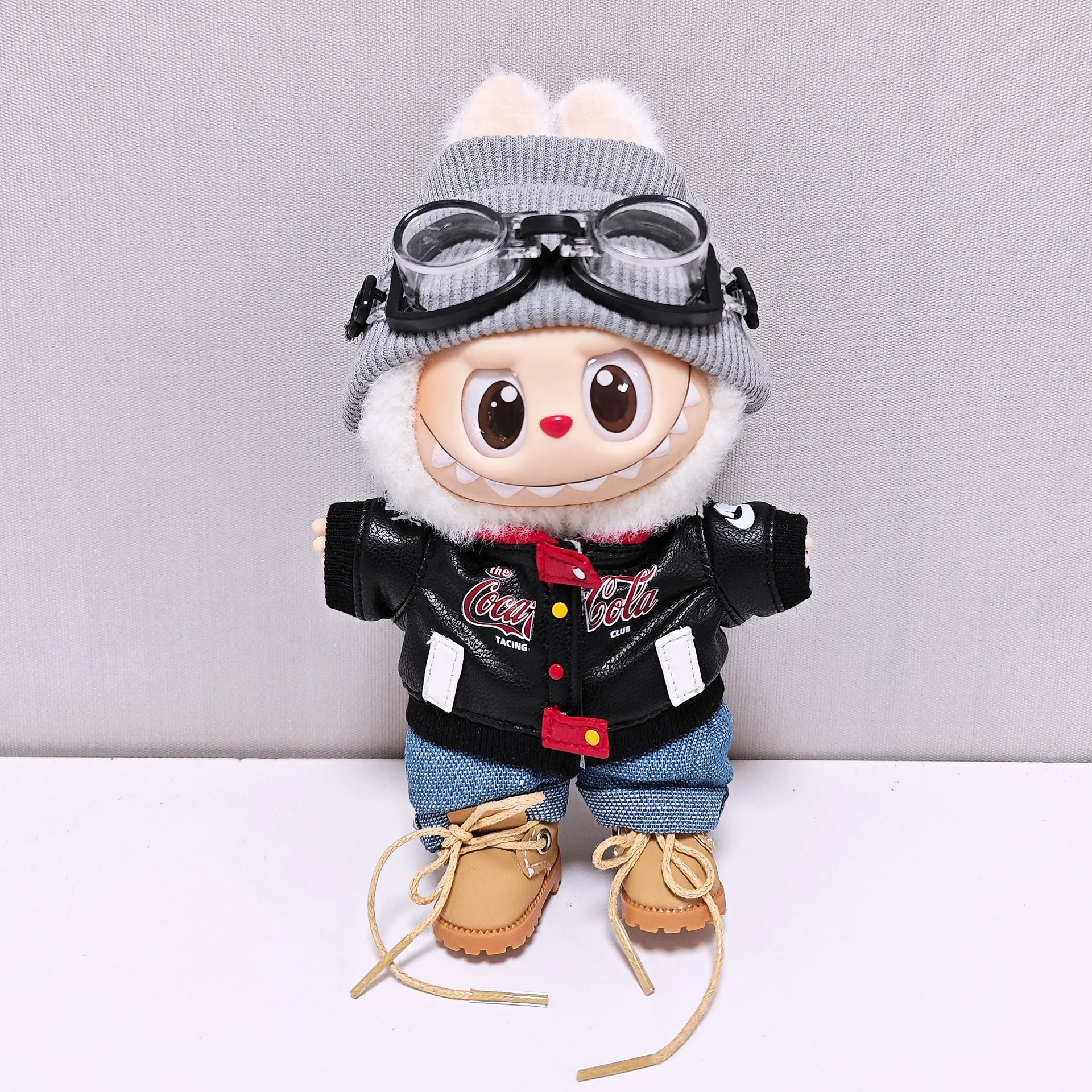 라부부 야구 재킷 미니 가죽 재킷 세트, 멋진 수제 의류, 고급 패션 디자이너 선물용 장난감, 재고 있음