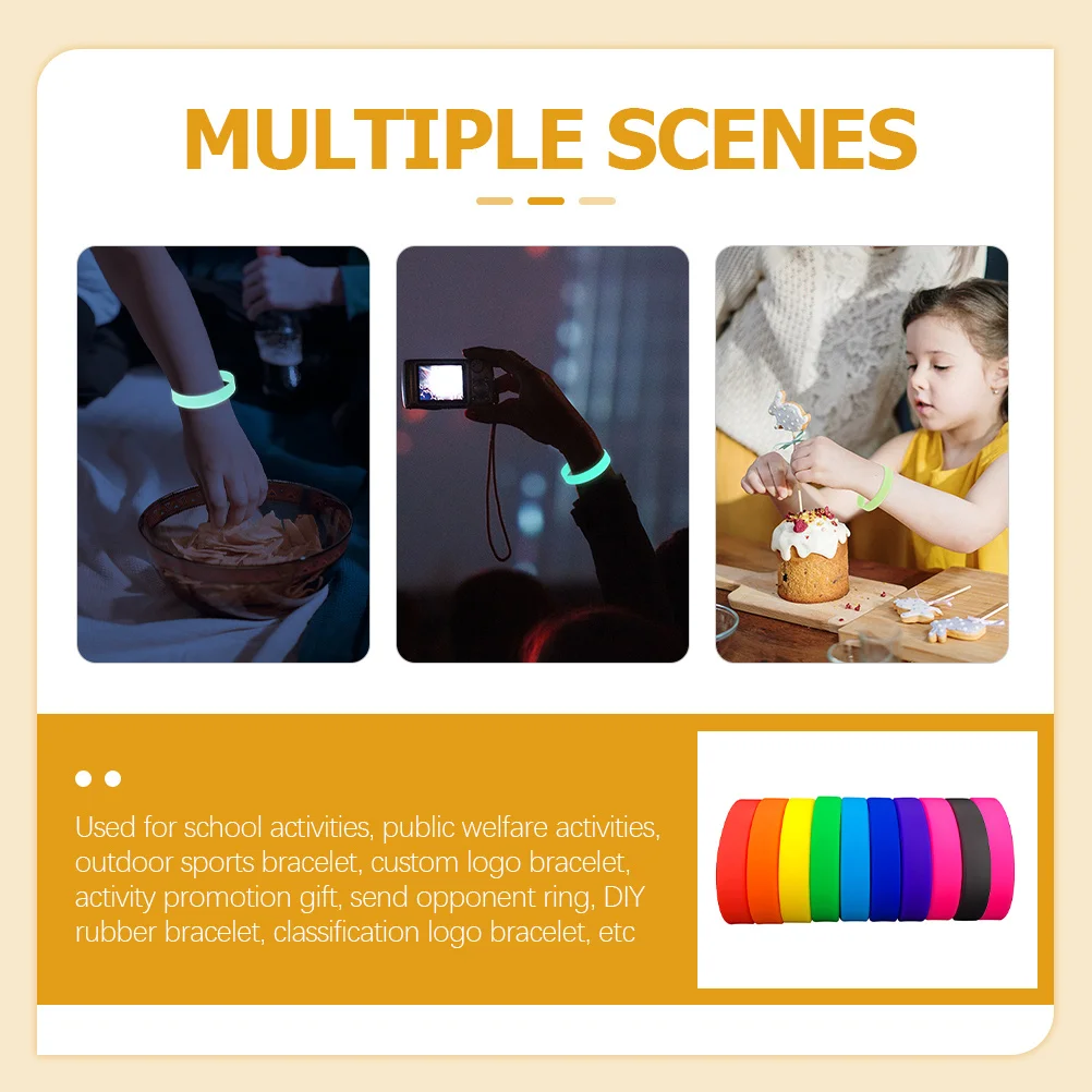 

100Pcs Silicone Wristbands Solid Color Bracelets for Party Favors Stretchable Comfortable Wear Silicone Bracelets