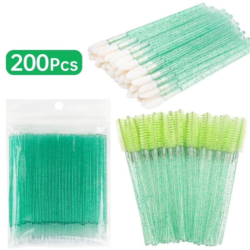 200 Pcs Disposable Crystal Makeup Brushes Tool Set Eyelash Lip Microbrush Mascara Wands Applicator Swab Eyelash Extension Tools