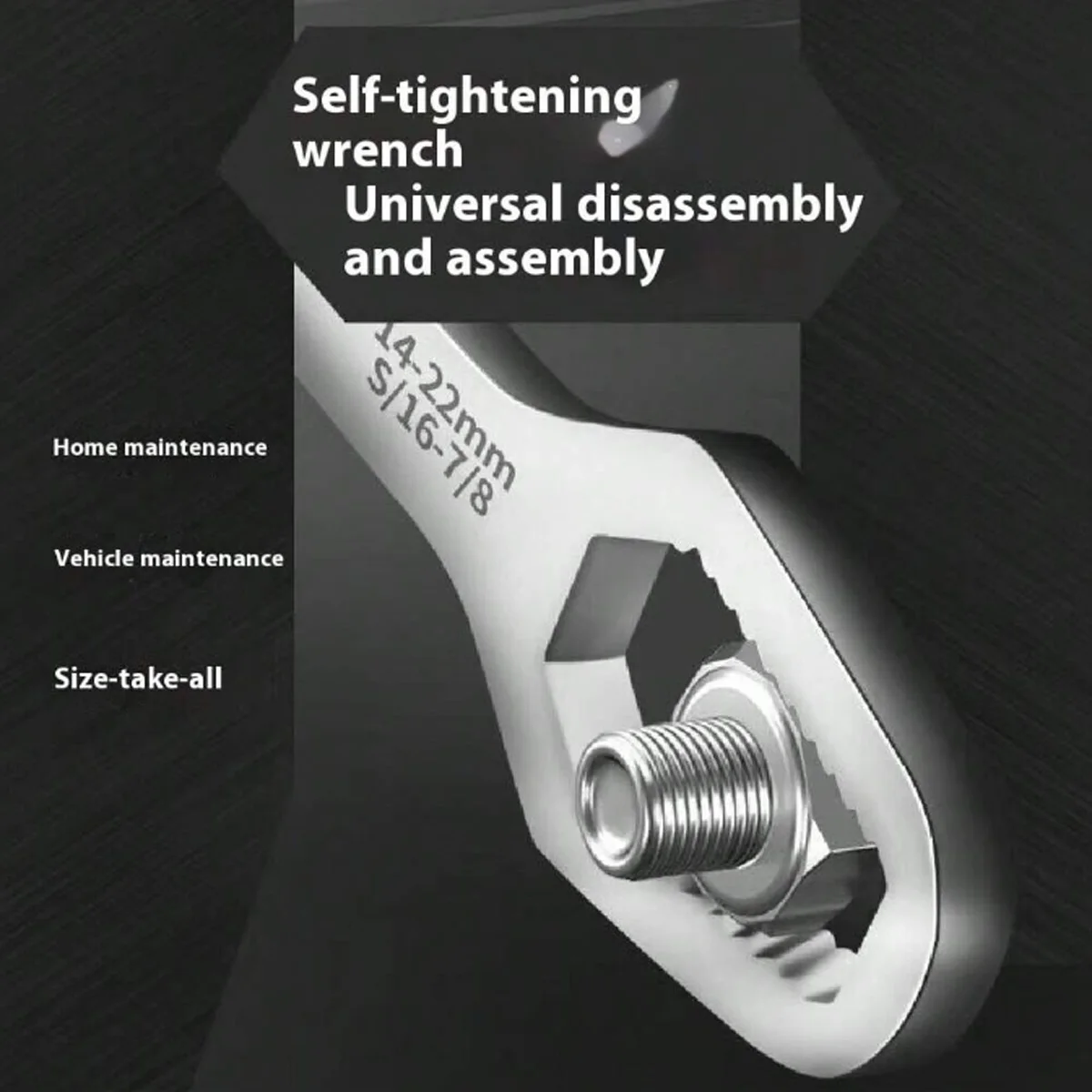 1 قطعة مفتاح ربط فضي متعدد الوظائف مفتاح ربط ذاتي الضبط مفتاح ربط مزدوج الأطراف مناسب لمفتاح ربط الذاتي الجوز 8 مللي متر-22 مللي متر