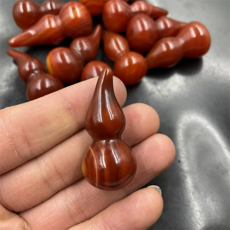 Cheap Jade Natural Genuine Goods Red Agate Stereo Calabash Pendent Head Tilt Non-Hole Red Chalcedony Gourd Pendant