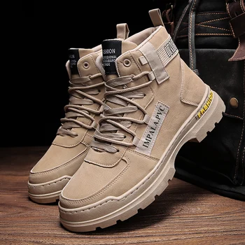 남성용 레트로 툴링 부츠, 하이 탑 내마모성 플러스 코튼, 보온 패션, 미끄럼 방지 남성 캐주얼 신발, 가을 겨울