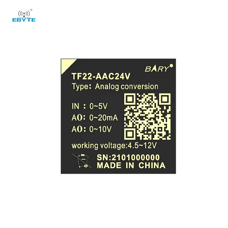 Analog Signal Conversion Module EBYTE TF22-AAC24V Input Voltage 4.5-15V Output Voltage 24V/50mA Small Size Shell Fireproof