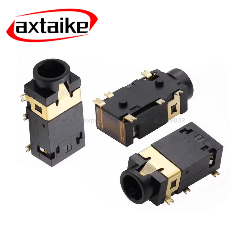 

10Pcs 3.5Mm Dip Headphone Socket Audio Socket Pj-342 Surface Mounted 6 Feet Double Track Gold Plated PJ342
