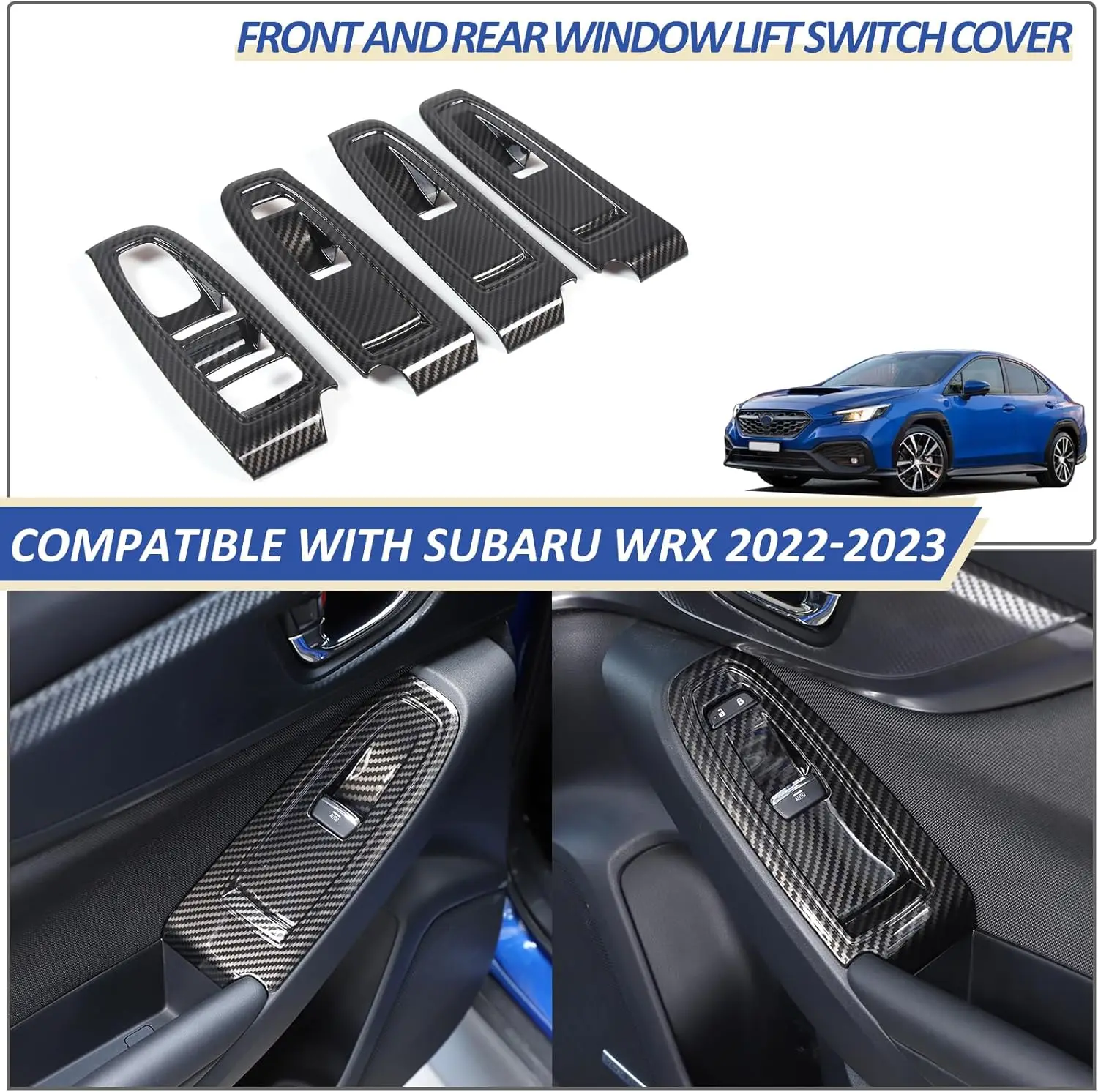 

4pcs ABS Carbon Interior Window Lift Switch Control Button Cover For Subaru WRX VB Levorg 2022-2026 Decorative Trim Accessories