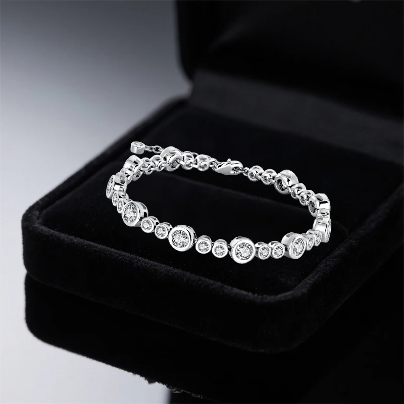 Original 925 Sterling Silver Bracelet Bangles Shining Zircon Charms Bracelets For Woman Wedding Jewelry  Memorial Day Gifts