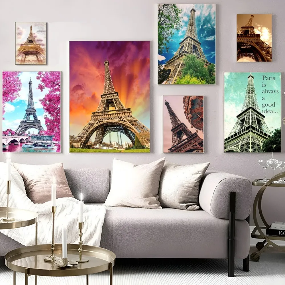 

Eiffel Tower Movie Sticky Posters Whitepaper Sticker DIY Room Bar Cafe Posters Wall Stickers