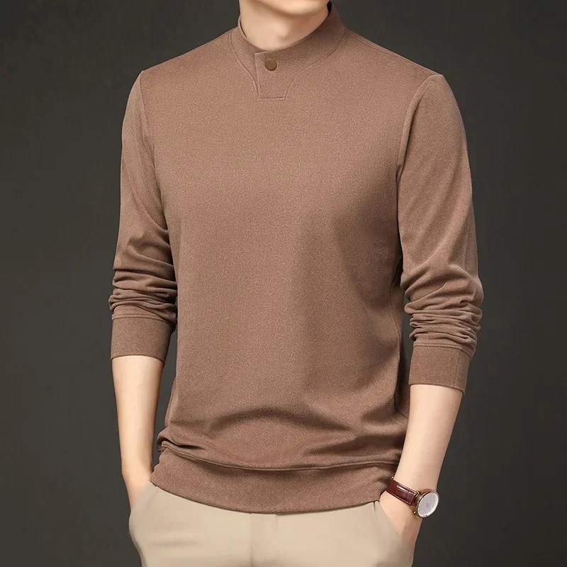 LIBIELIY Autumn Winter New Fashion Men's Half Turtle Neck Hoodies Casual Thicken Solid Color Warm Undershirts Male Clothes Top