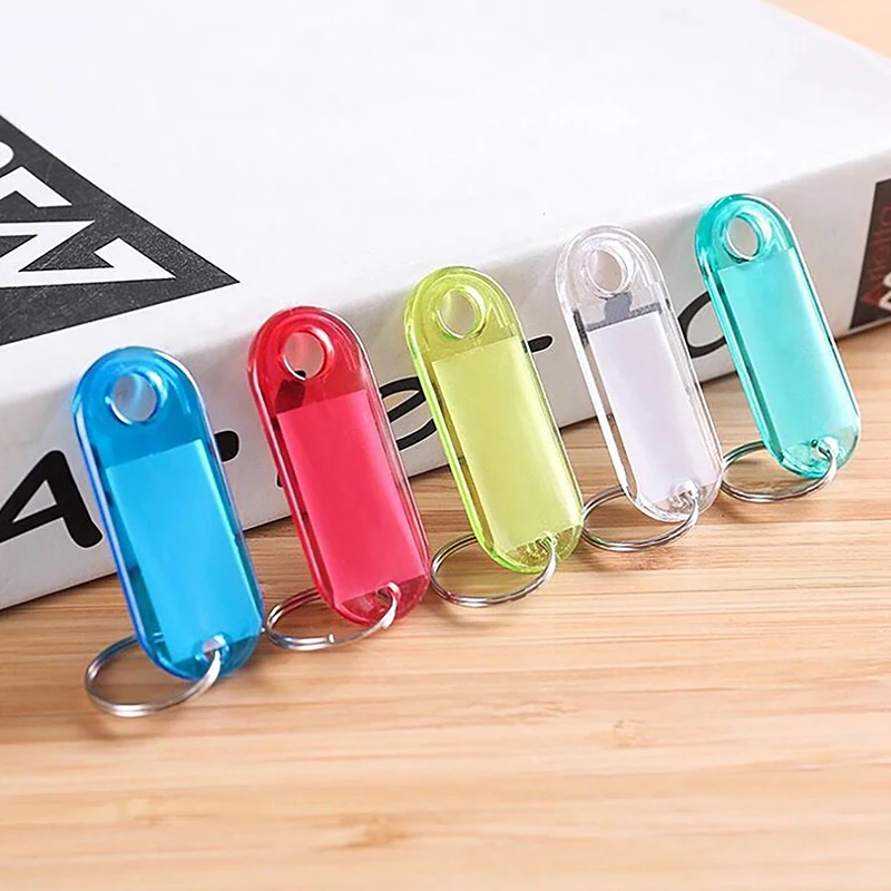 10 Stück/Set Kristallklare Plastik-Schlüsselanhänger mit geteiltem Ring, Etikett und doppelseitigem Sichtfenster für DIY-Schlüsselanhänger-Bastelset – Detail 6