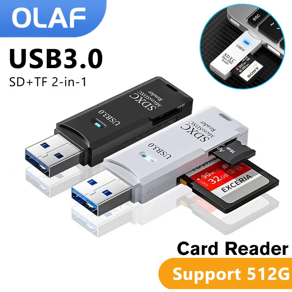 OLAF 2 in 1 Micro TF SD Card Reader USB 3.0 Memory Card Reader USB3.0 2.0 High Speed Data Transfer OTG SD/TF Adapter Flash Drive