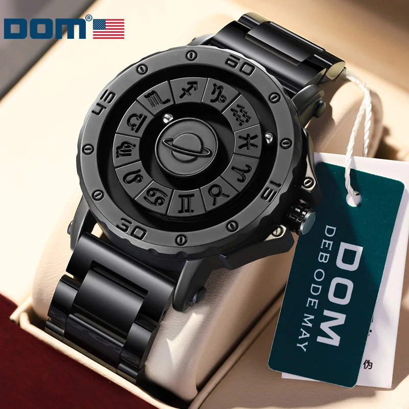 DOM 1733 Magnetic Suspension Watch Men\'s Black Technology Creative Personality Concept Waterproof Watch