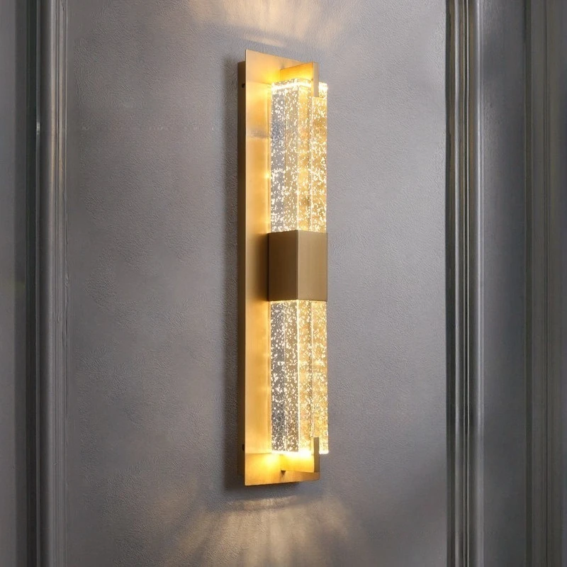 Postmodern Luxury Crystal Glass Bubble LED Wall Lamps Long Strip Double Headed Wall Sconces Corridor Villa Aisle Hotel Lighting