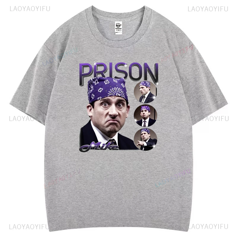 

Забавная офисная футболка с принтом «Тюремный Майк» для женщин и мужчин, винтажные классические футболки, хлопковые повседневные футболки высокого качества с короткими рукавами