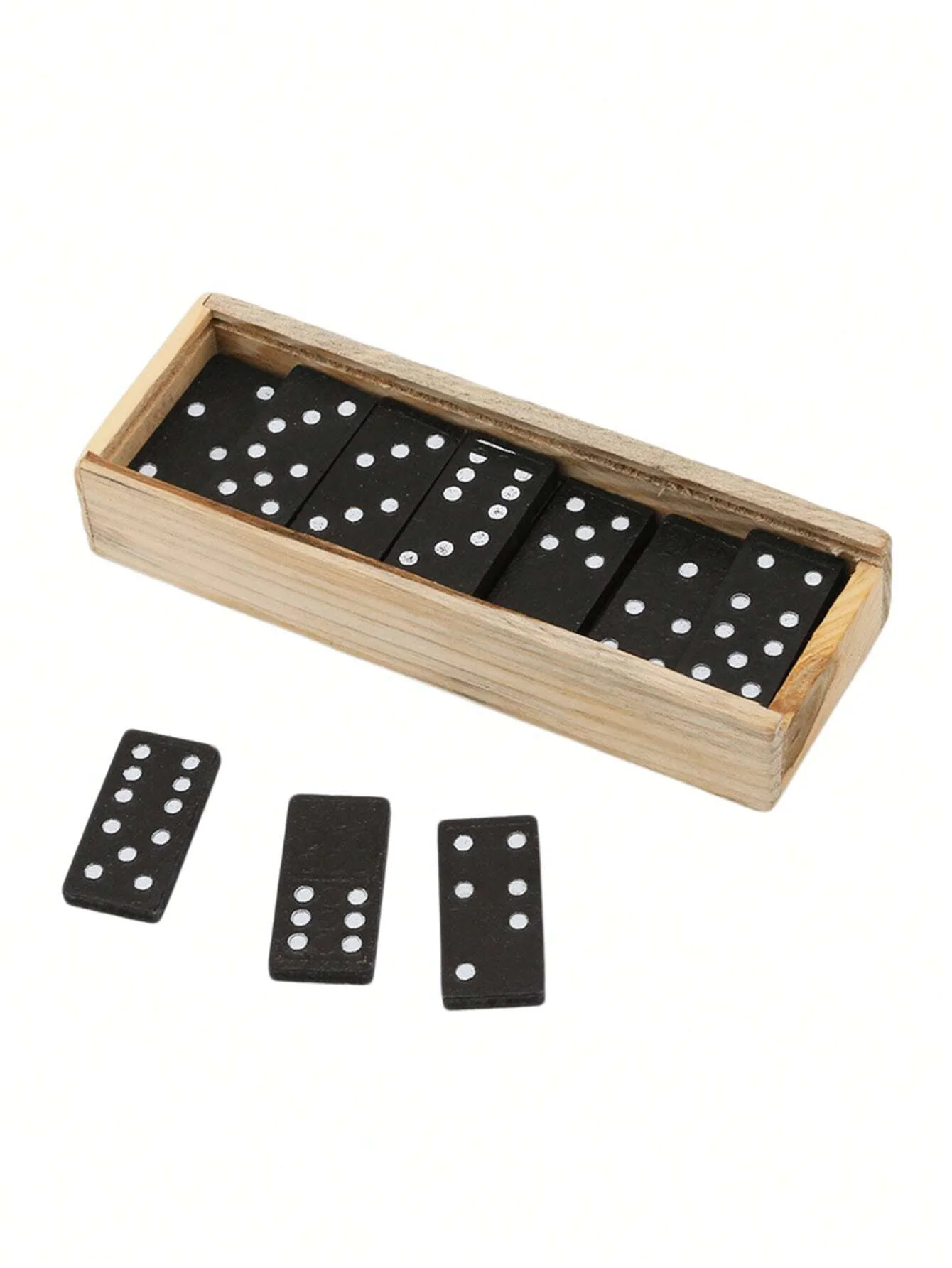 Scatola di legno Domino nera con insegnamento del gioco da tavolo in legno Domino nero