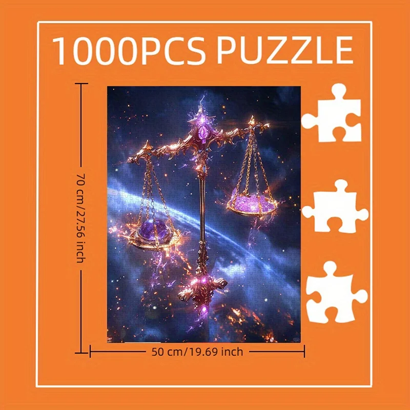 1000pcs Puzzle, DIY Paper Jigsaw, Libra Zodiac Sign, Cosmic Sky, Constellation Elements Adult Puzzle, Suitable for Home Leisur