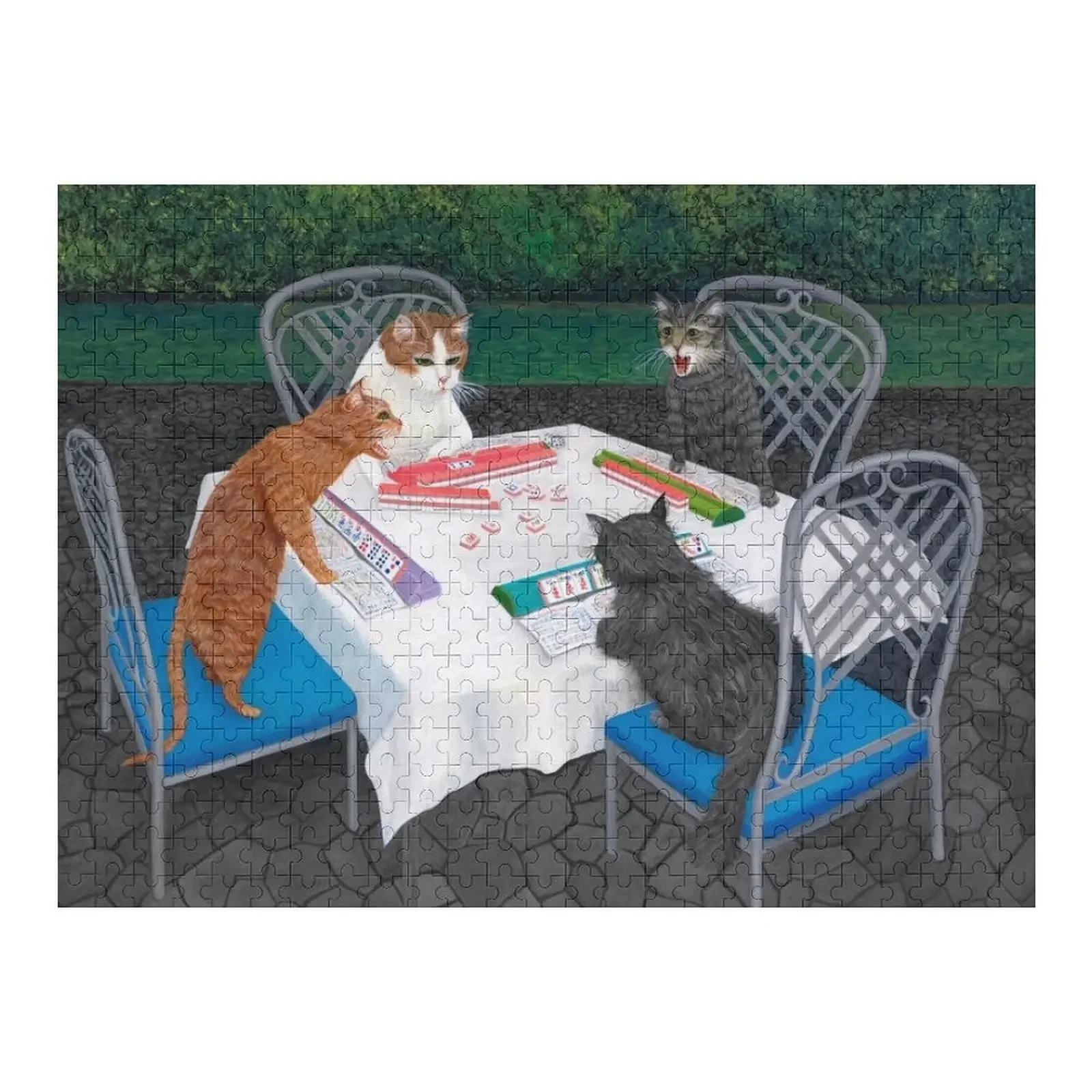 

Cats Playing Mahjong in the Garden Jigsaw Puzzle Customized Photo Personalised Toys Anime Personalized Baby Object Puzzle