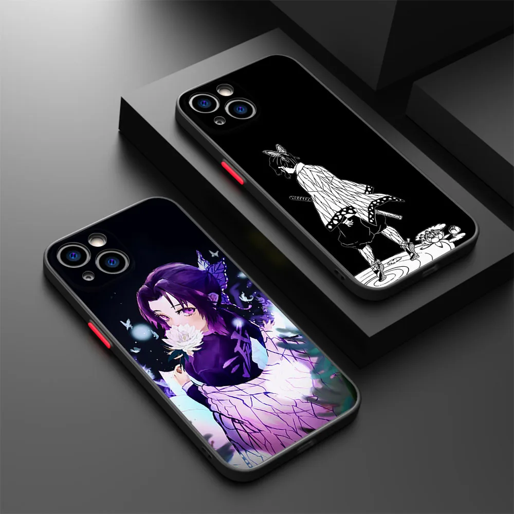 Phone Case For iphone 16 15 14 Pro Max 7 8 Plus 11 12 13 Mini XR XSMax 16Pro Kochou Shinobu Demon Slayer Matte Translucent Cover image 3