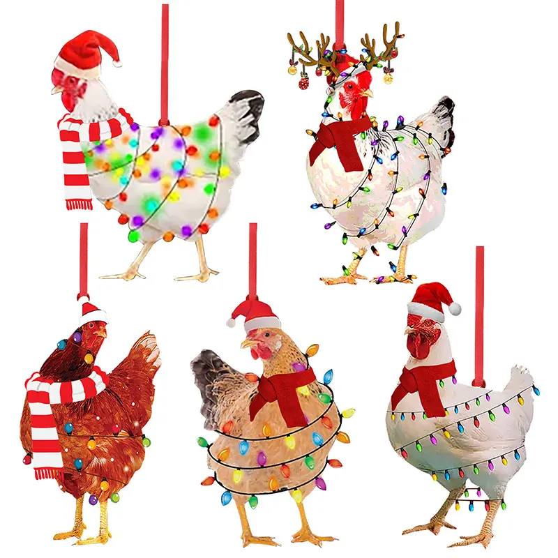 New Christmas Hanging Rooster Hanging Decoration Flat Surface Will Not Glow Christmas Tree Decorations