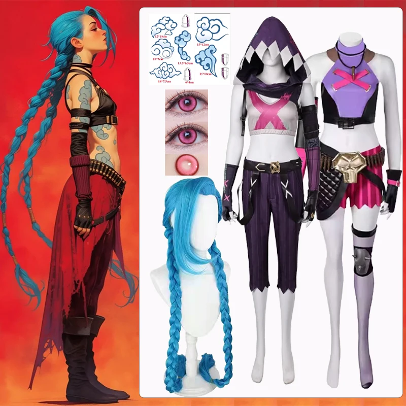 5Style-Jinx Cosplay Costume Anime Game LOL Arcane Role-playing Outfit Jinx Wig Accessory Clothes Full 2025 Halloween cos Uniform