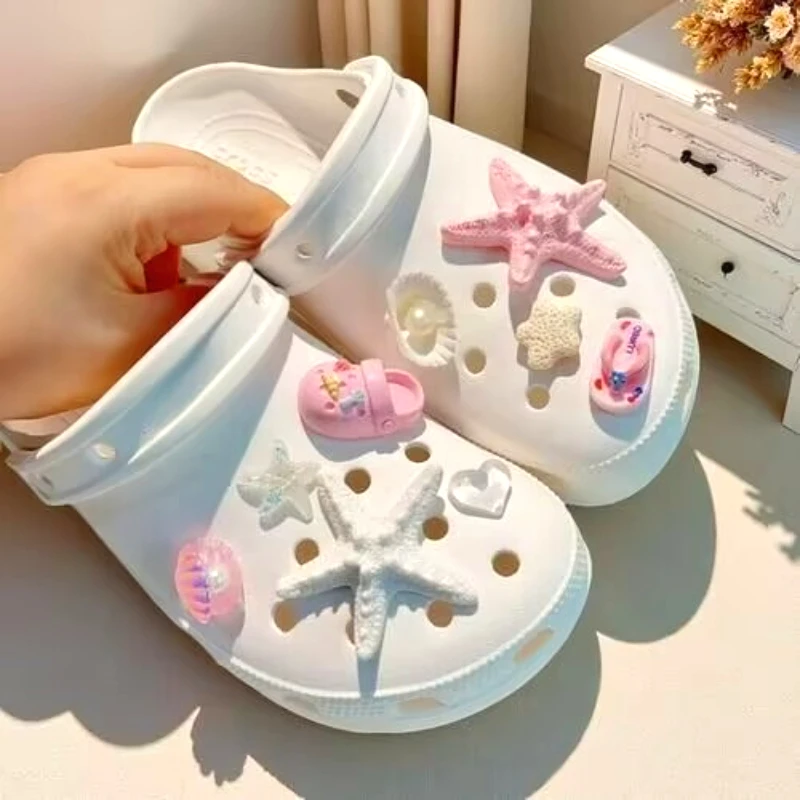 

Подвески для обуви с рисунком океанских отверстий, модная большая морская звезда, пряжка для обуви, милая ракушка, украшение для обуви «сделай сам», съемные аксессуары для сандалий