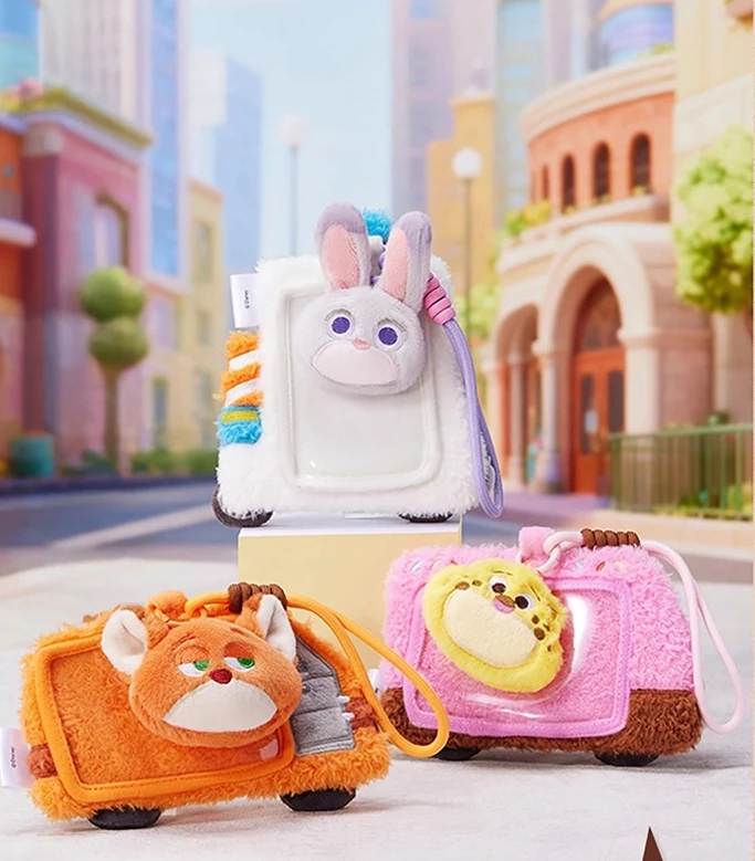 

Disney Zootopia Speed and Cars Series Plush Card Holder Keychain Cute Vehicle Pouch for ID Badge Gift for Fans