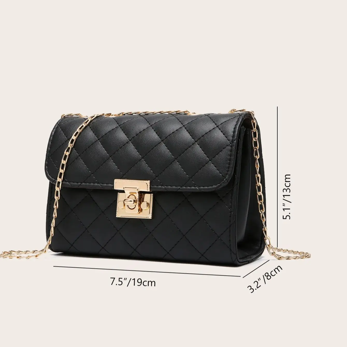 Lingge Chain Small Square Bag Lock Buckle Single Shoulder Crossbody Bag Texture