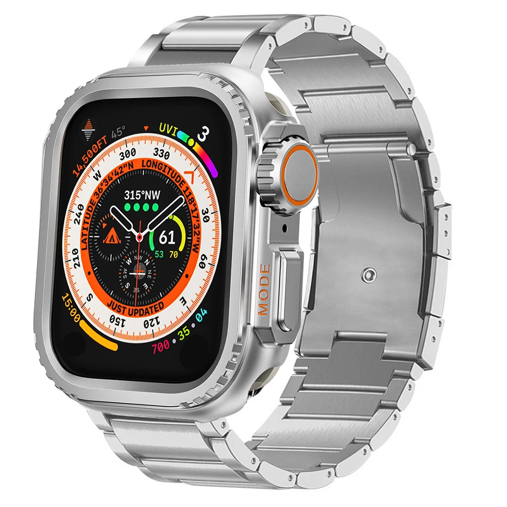 Men Titanium Band for Apple Watch Strap 49mm 46mm 45mm 44mm Replaced Case+Bracelet Accessories for Iwatch Series 10 9 8 7 Ultra