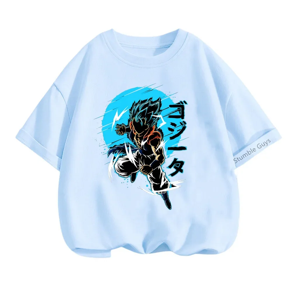 Dragon Ball Cartoon T-shirt infantil, roupas anime, mangas curtas, roupas infantis de verão, meninos e meninas adolescentes, 3 a 14 anos