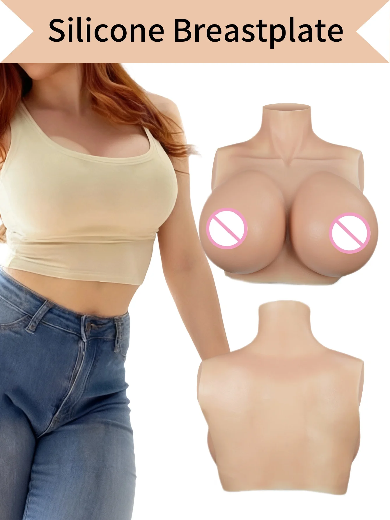 

1pc Upgraded Large Cup H Size High Neck Water Drop-shaped Chest Type In Multiple Colors for Cosplay ，Cross-dressing，Transgender