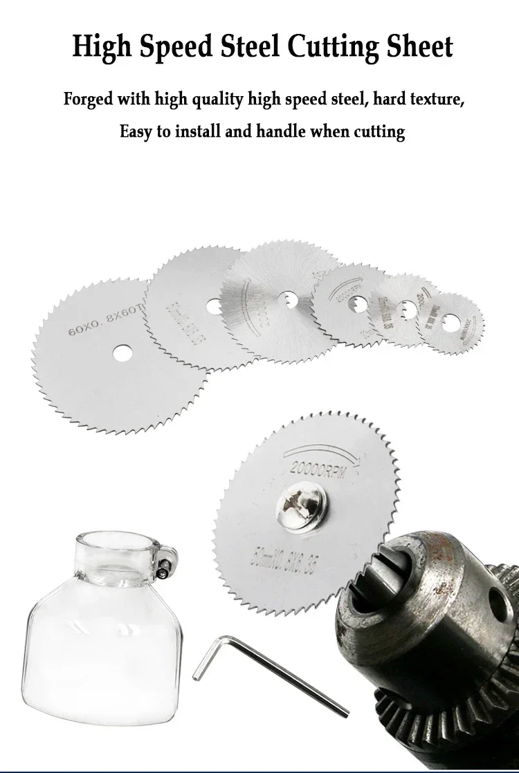 6pcs High Speed Steel Circular Saw Blade Hss Cutting Disc Rotating Drilling Tool Accessories For Wood Plastic And Aluminum