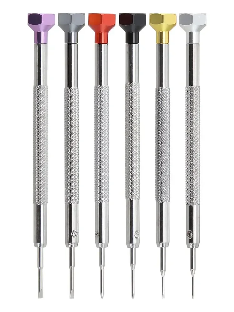 6 sztuk 0.6mm 0.8mm 1.0mm 1.2mm 1.4mm 1.6mm wielofunkcyjne wkrętaki kolorowy zestaw wkrętaków krzyżowych zestaw końcówek do okularów do zegarków narzędzie do naprawy