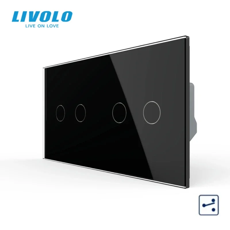 Livolo EU Standard Touch Switch,Luxury Tempered Glass Panel,4 Gang 2 Way Wall Light Switch 220-250V 10A for Home Improvement