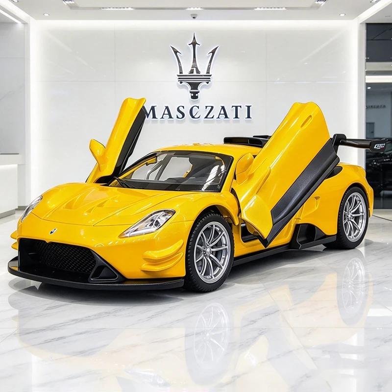 NEW 1:35 Maserati MC20 GT2 Supercar Alloy Car Model Sound and Light Pull Back Car Model Collectibles Birthday Gift