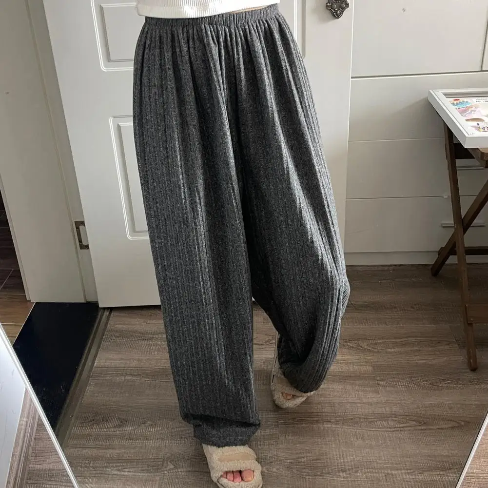 Lounge Pants Cozy Winter Lounge Bottoms for Women Plush Elastic Waist Pajama Pants with Wide Leg Design Warmth Retention Stylish