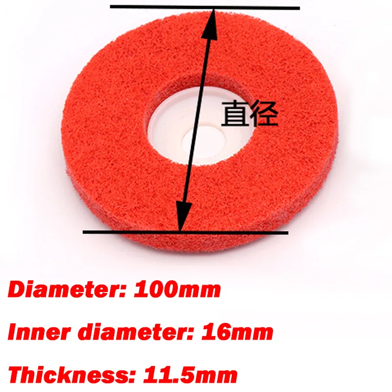 Red Nylon Fiber Flat Abrasives Buffing Polishing Wheel 100*16mm for Angle Grinder Round-Red Sanding Disc Angle Grinder Tool