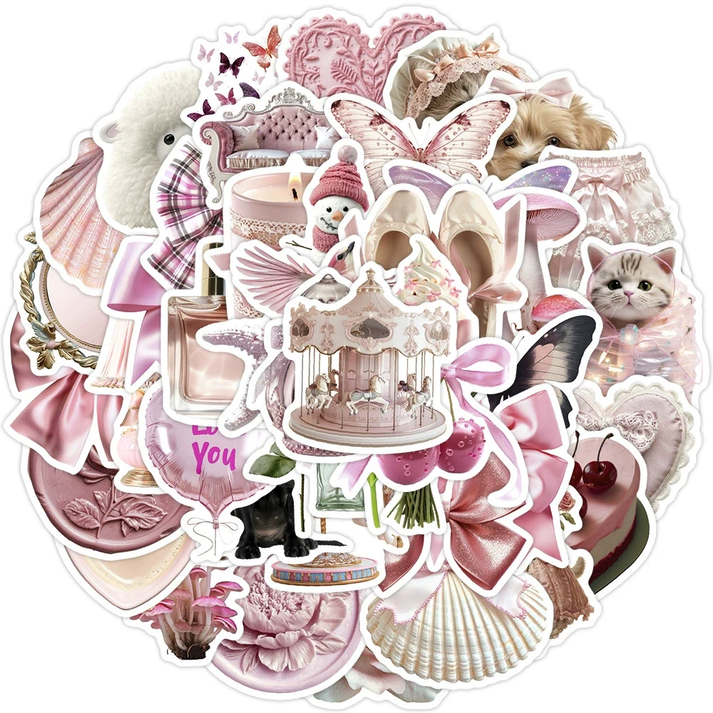 

10/30/50pcs Aesthetic Pink Ins Style Stickers Cute Graffiti Sticker DIY Phone Case Suitcase Guitar Waterproof Decals Decoration